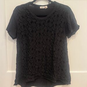 Wilt Black Lace Short Sleeve Top